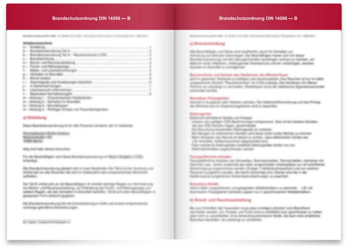 Brandschutzordnung Teil B nach DIN 14096 – Muster